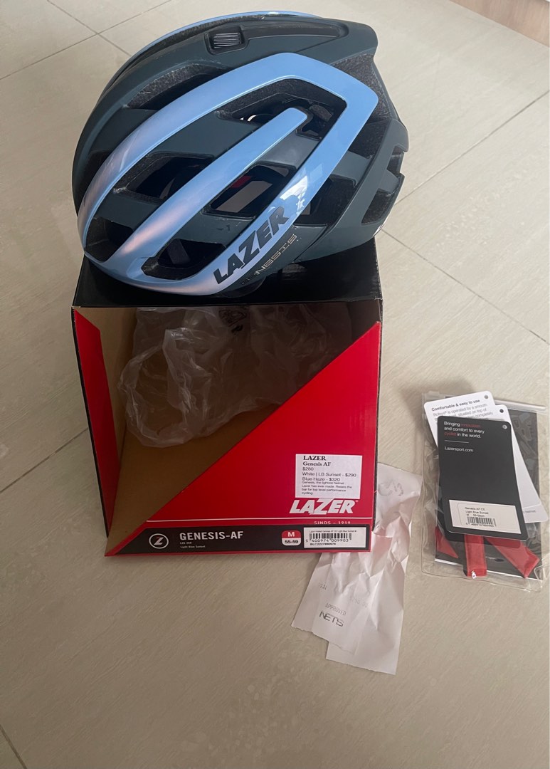 Lazer Genesis AF Light Blue Sunset Helmet, Sports Equipment, Bicycles