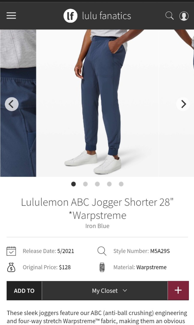 Lululemon ABC Jogger Iron Blue Pants - Men's