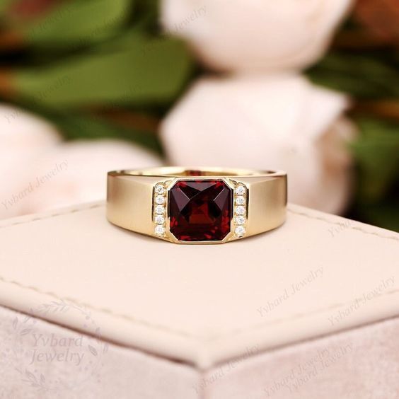M Classic Plus Custom Made Men s Natural Garnet Ring PM for