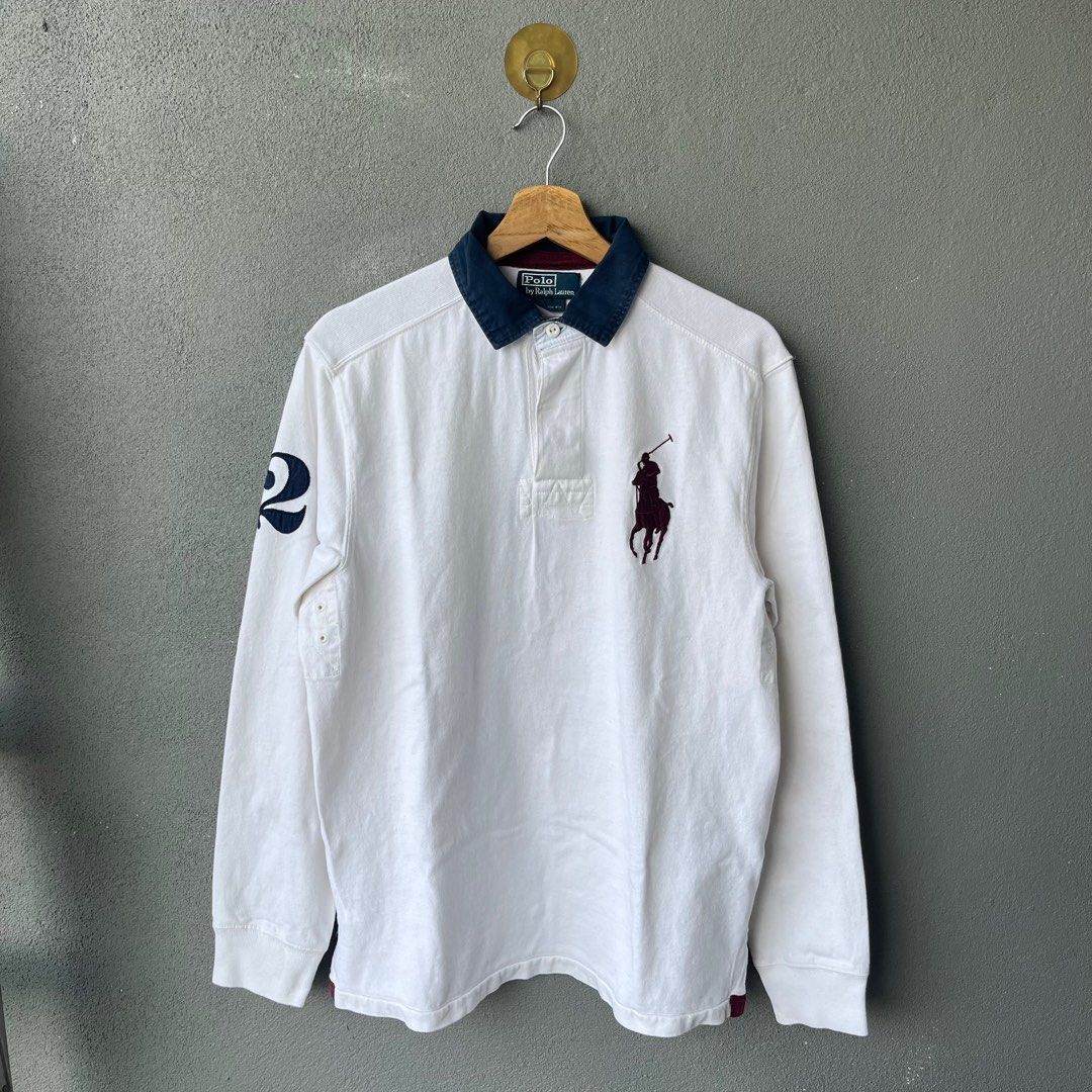 Mens white ralph sales lauren long sleeve polo