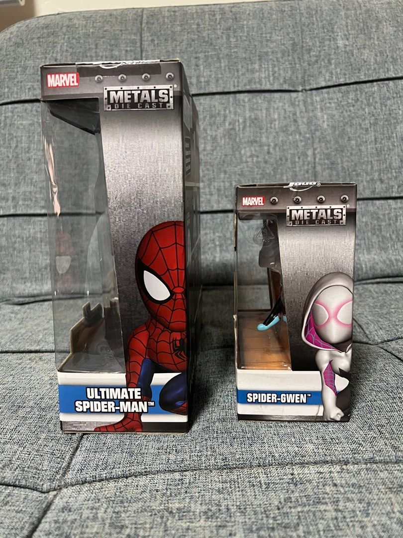 Metals Die Cast (Spider-Man / Spider-Gwen) (Category: Figurines & Statues) located in Marikina City. Submitted by pruwee (Listing ID 1263104955, Image 2). Description: For sale Metals Die Cast 6" Ultimate Spider-Man 4" Spider-Gwen Both sealed; boxes are in good condition Php 2, 000 firm as set Items are in Marikina City Thank you.