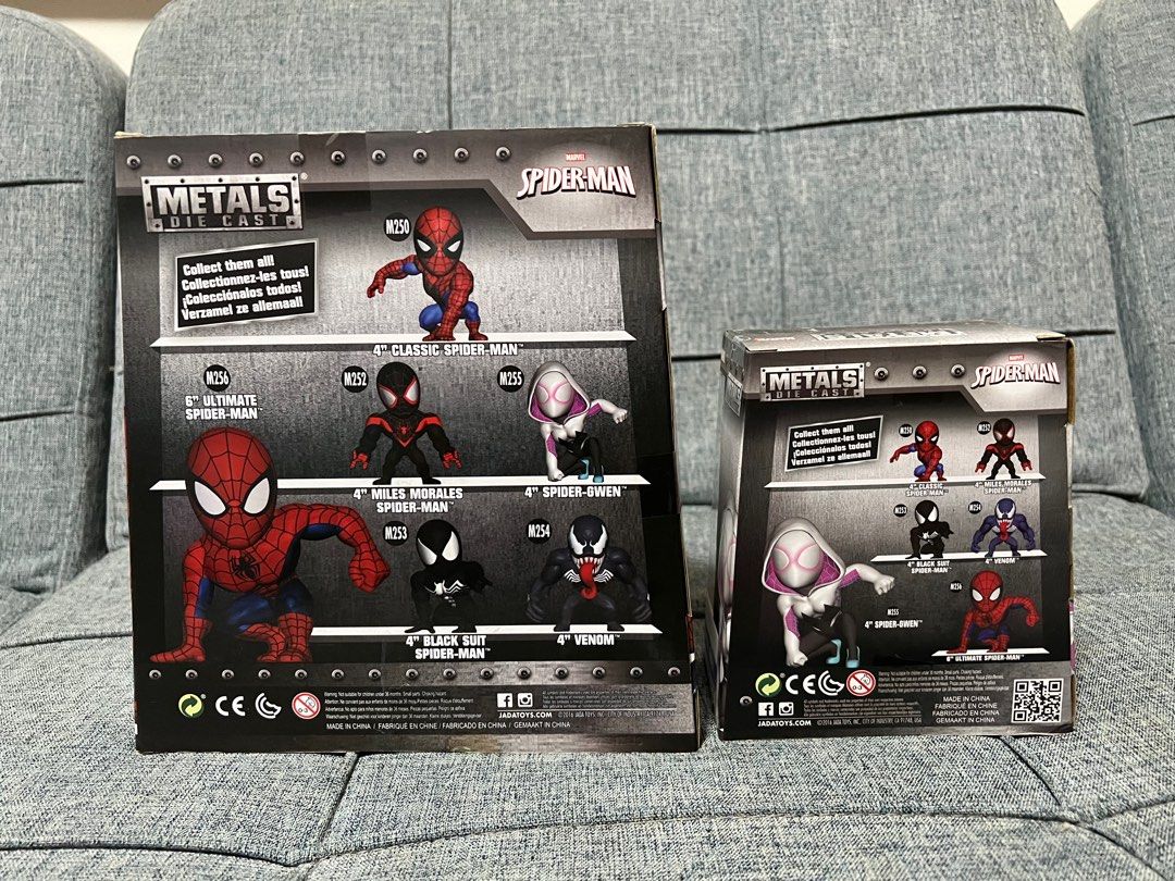 Metals Die Cast (Spider-Man / Spider-Gwen) (Category: Figurines & Statues) located in Marikina City. Submitted by pruwee (Listing ID 1263104955, Image 3). Description: For sale Metals Die Cast 6" Ultimate Spider-Man 4" Spider-Gwen Both sealed; boxes are in good condition Php 2, 000 firm as set Items are in Marikina City Thank you.
