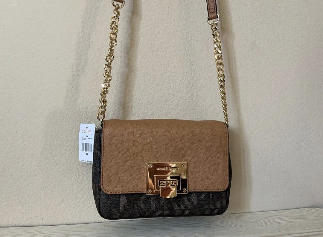 Michael Kors Tina Small Clutch Signature Brown Acorn Women s