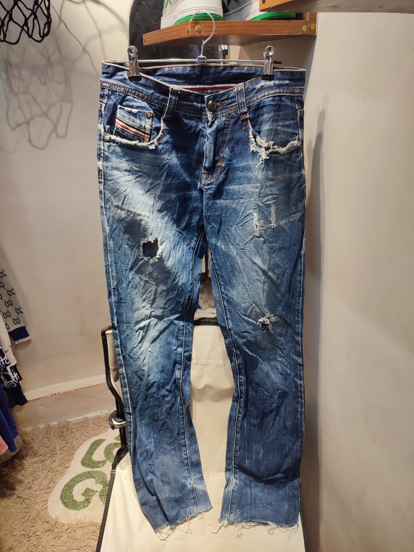MONCLER RIPPED JEANS, Men's Fashion, Bottoms, Jeans on Carousell