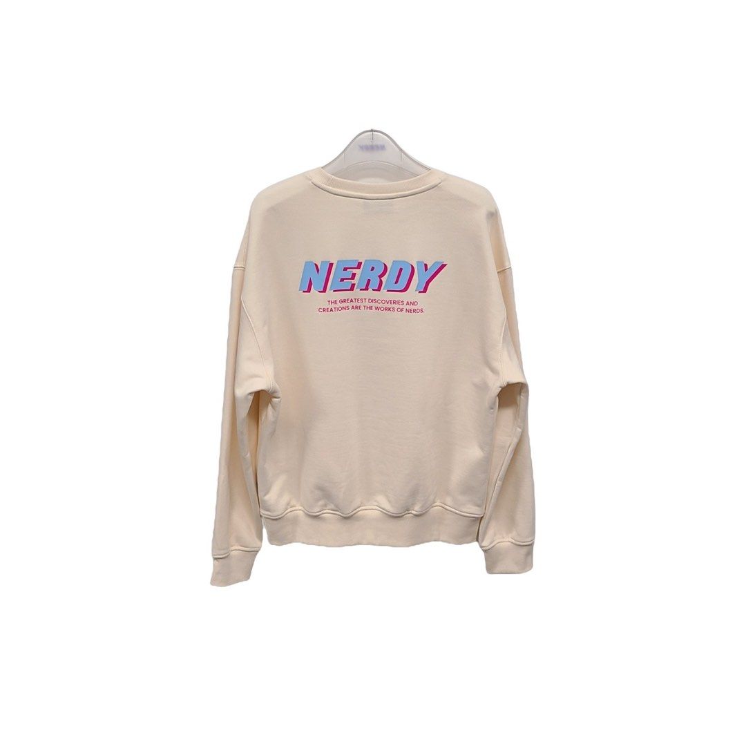 White and clearance nerdy sweatshirt