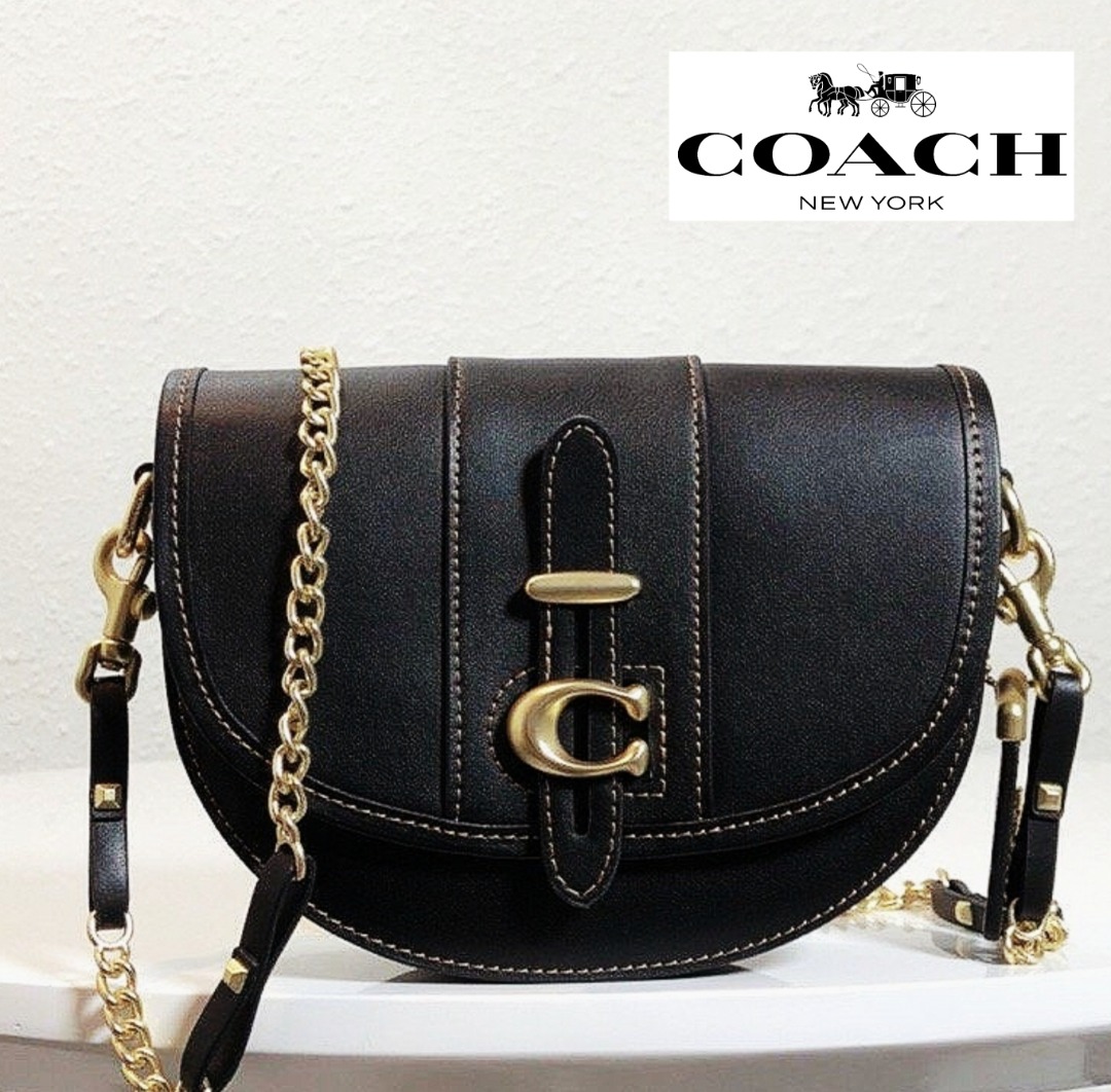 New Coach Original Classic Black Collection Saddle 20 Crossbody Chain Sling Shoulder Bag For Women Come With Complete Set Suitable For Gift
