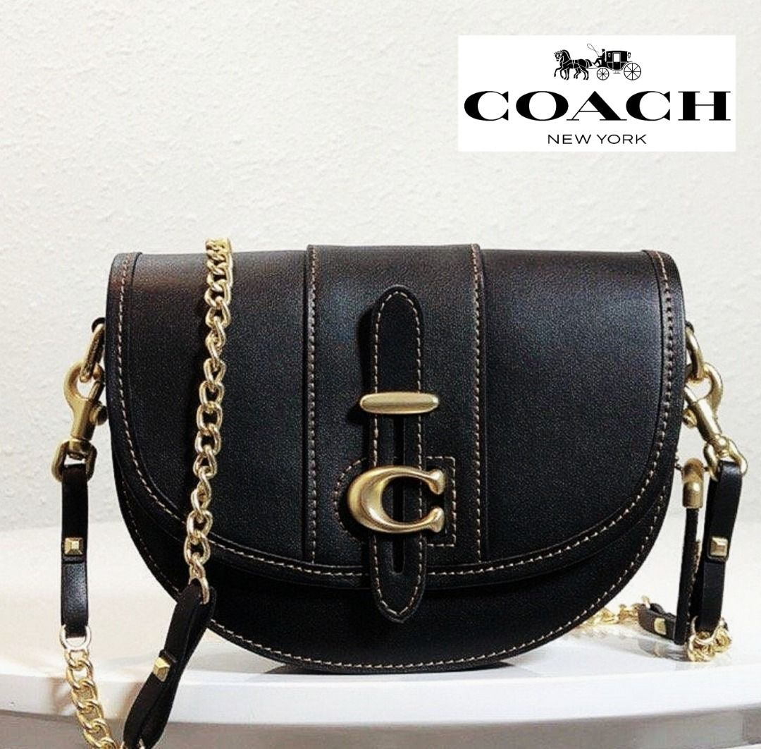 New Coach Original Classic Black Collection Saddle 20 Crossbody Chain Sling Shoulder Bag For Women Come With Complete Set Suitable For Gift