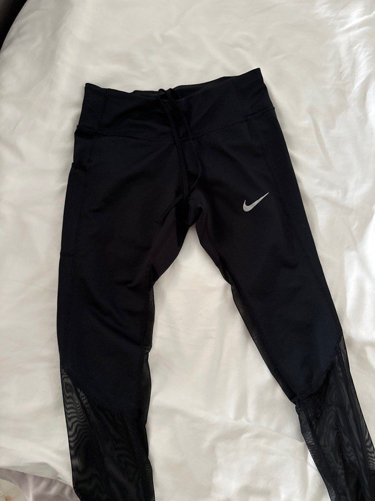 Nike leggings (mesh at the bottom, Women's Fashion, Bottoms, Jeans &  Leggings on Carousell