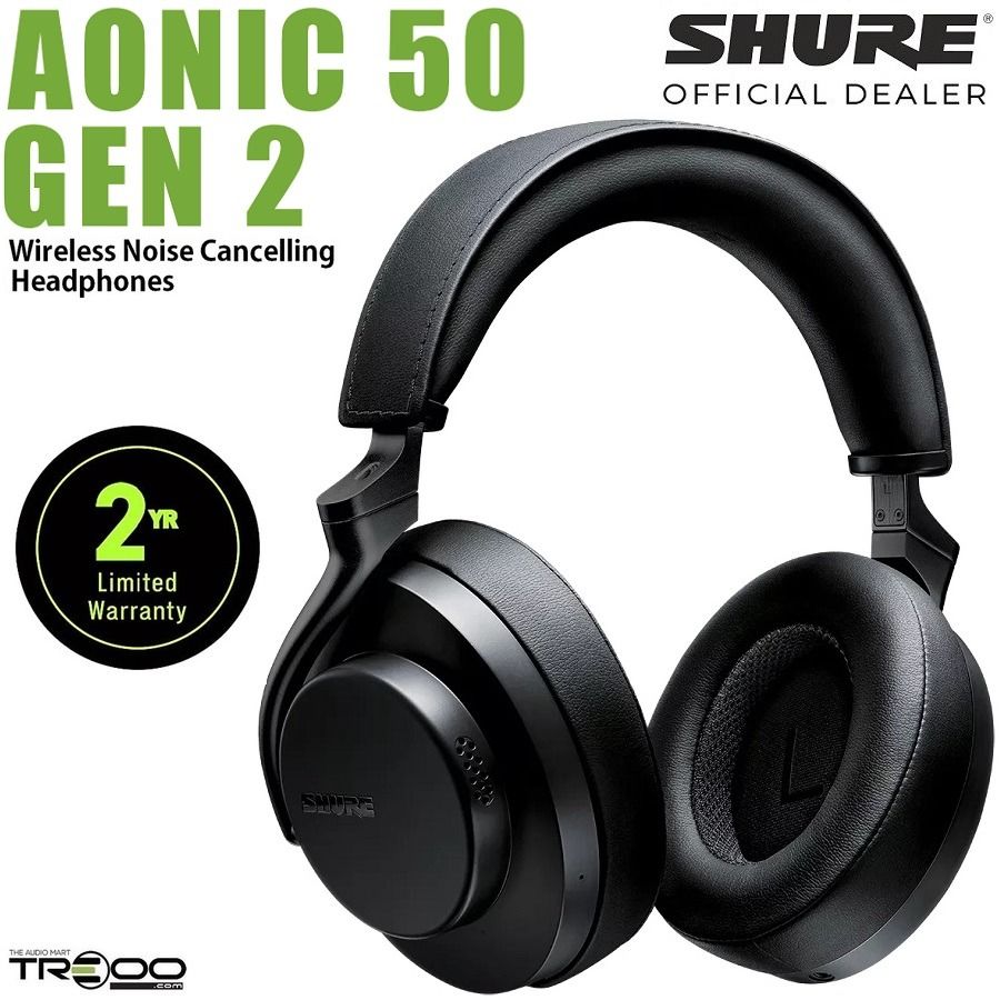 Official 20 Cashback Shure AONIC 50 GEN 2 Wireless Bluetooth Active Noise Cancelling Over Ear Headphone with Mic