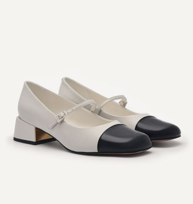 Pedro Bianca Leather Mary Jane Pumps Chalk Women s Fashion