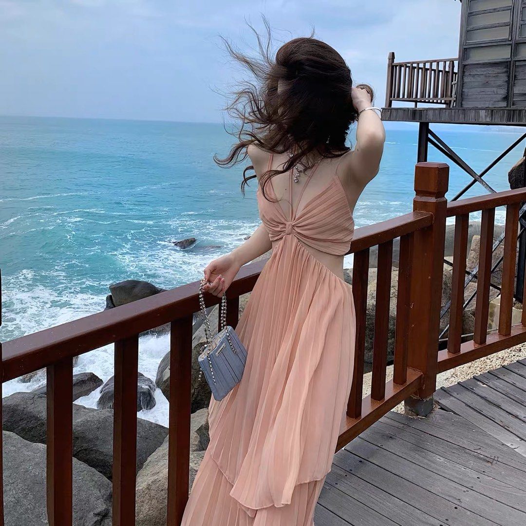 Pink chiffon beach dress store