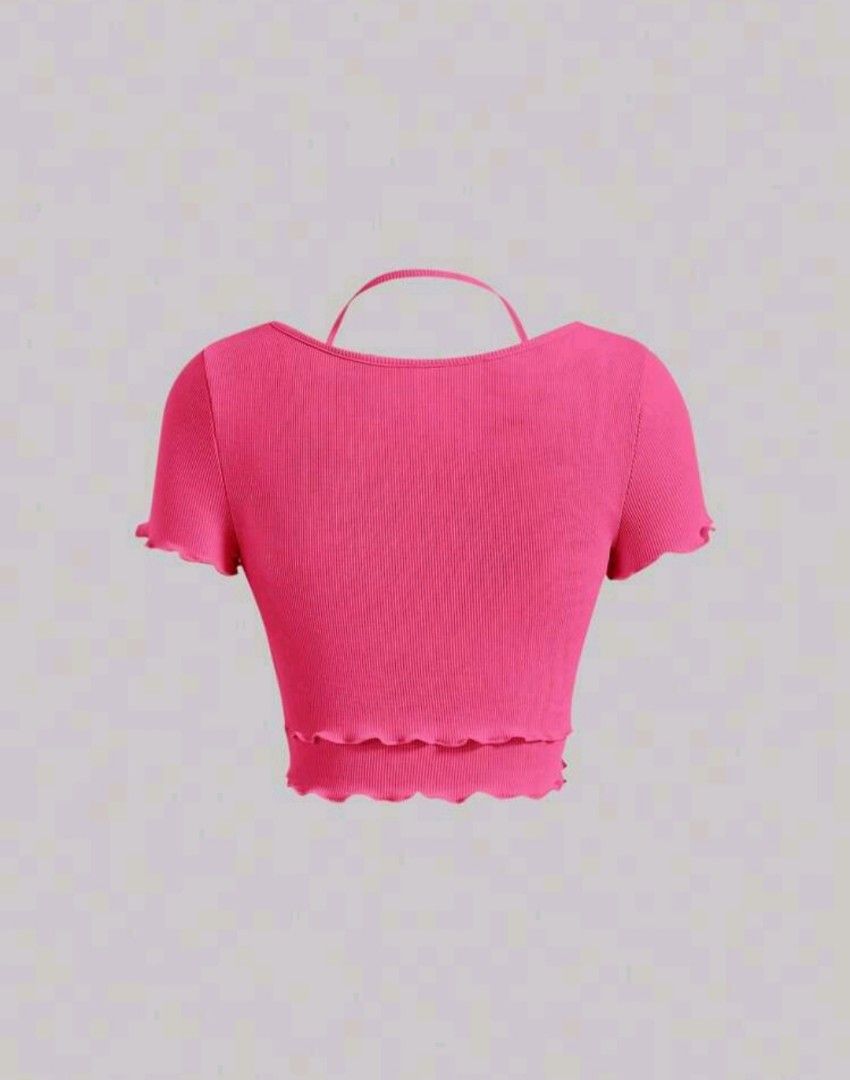 Pink Crop Top (Category: Shirts) located in Paranaque City. Submitted by mclock94 (Listing ID 1263042139, Image 2). Description: brand new large on tag measurements are on the photo rfs: a little big on me.