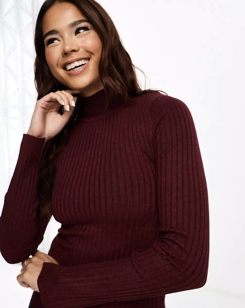 Pull Bear Ribbed Jumper Long Sleeve Women s Fashion Tops