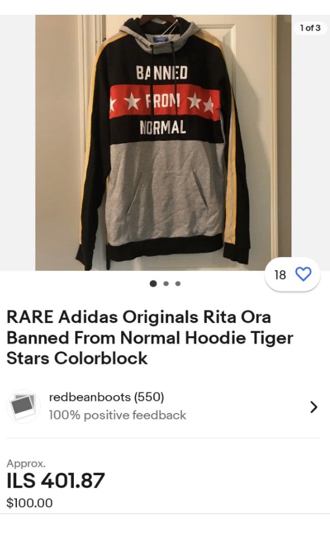 Rare Adidas Original Rita Ora Banned From Normal Hoodie Tiger
