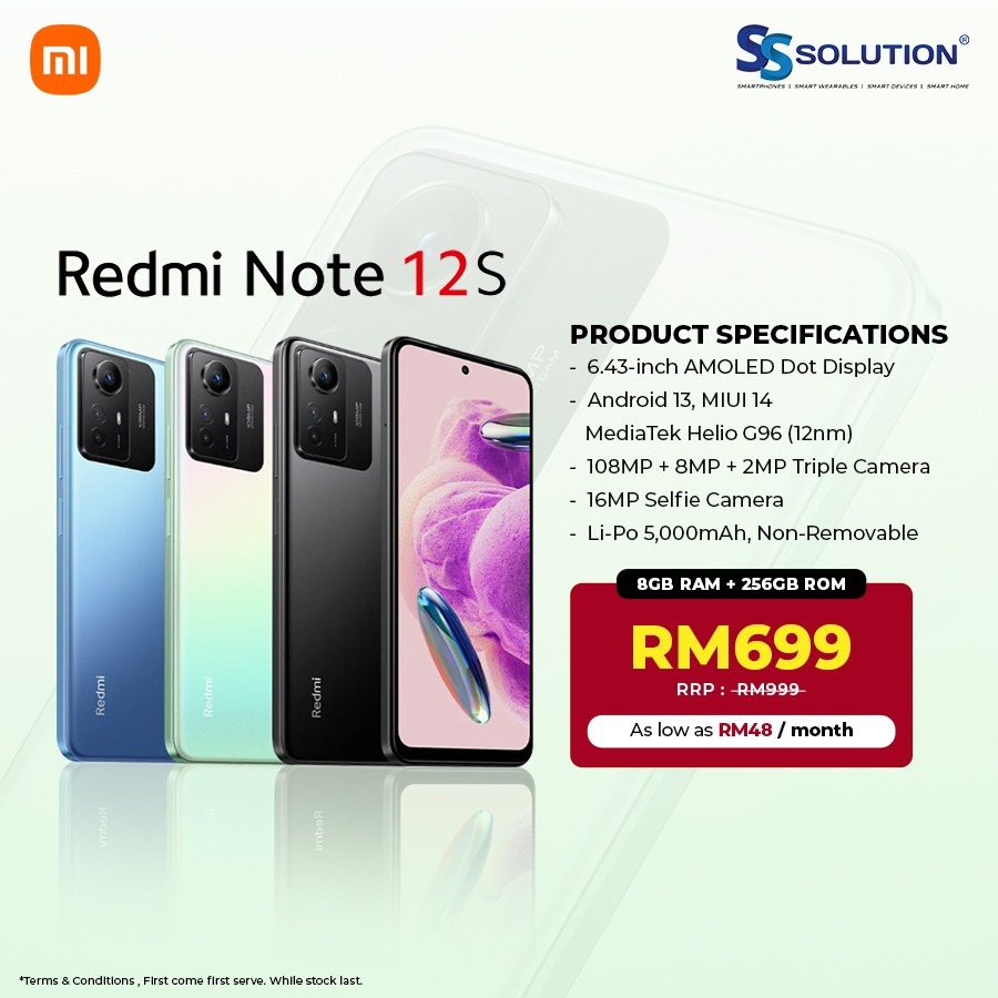 Xiaomi Redmi Note 12S (8GB+256GB) Smartphone - Xiaomi Malaysia Warranty