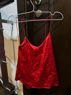 Reformation Red Silk Backless Top -  XS