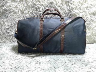 Rudolph Valentino Blue Nylon Leather Duffle Bag