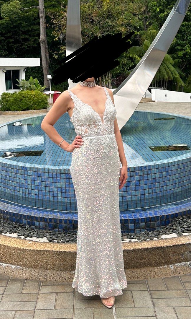 Sequin Low Back Gown Women s Fashion Dresses Sets Evening dresses gowns on Carousell