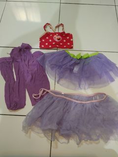 Set of 3 - Long Purple Stockings/socks and Purple Tulle Skirts + FREE Elmo swimming top