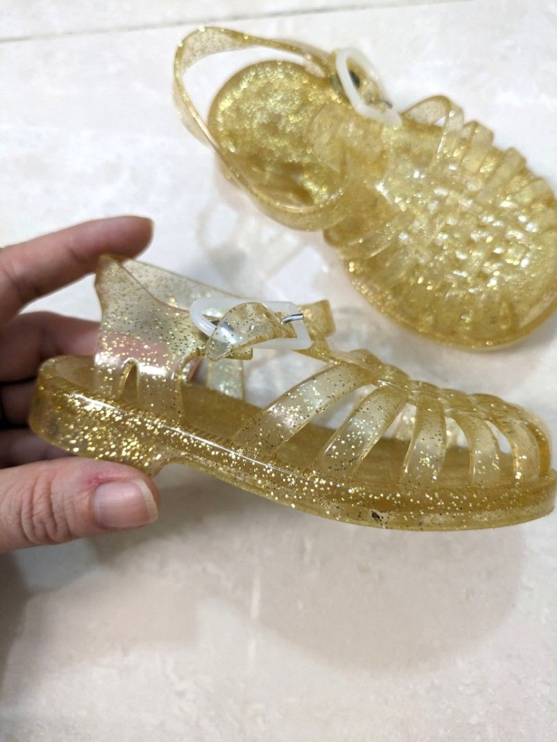 Size 22 5.5 Seed baby glitter gold sandals for sale