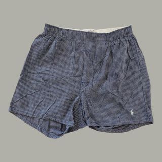 Size 28-32, Polo Ralph Lauren Underwear Shorts Check Blue White Garterized Boxer