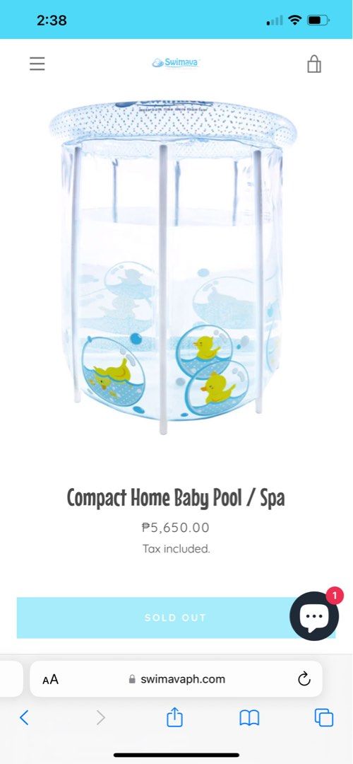 SWIMAVA Compact Home Baby Pool (Category: Bathtub & Bath Accessories) located in Bacoor. Submitted by ryufuji (Listing ID 1263073813, Image 2). Description: Complete with box and accessories. FREE neck floater.