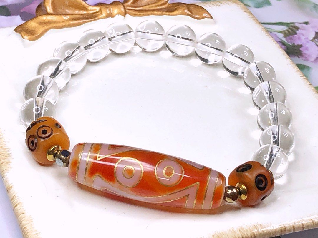 Tibetan Dzi Beads Special Totem Four Eyed Dzi Beads 藏传措金特殊