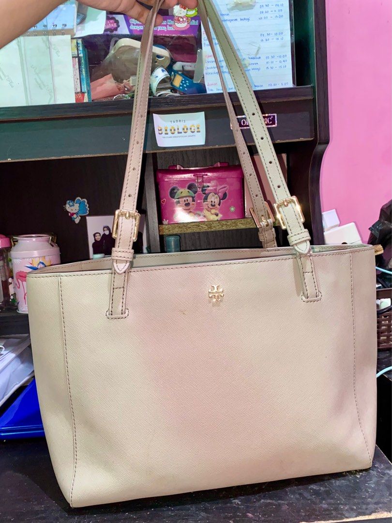 Tory Burch Emerson Buckle Tote Large Cassia 38/45×28, Barang Mewah, Tas &  Dompet di Carousell