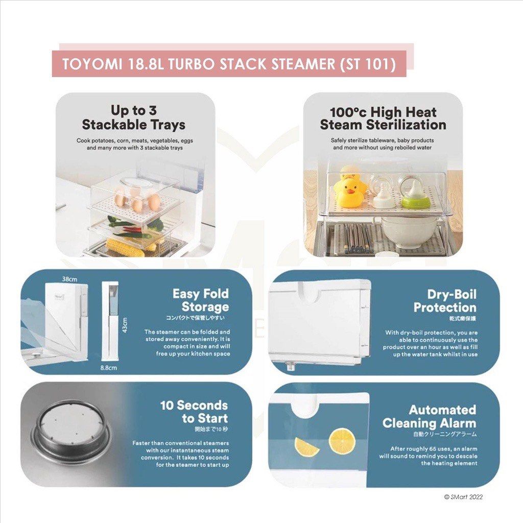 Toyomi 18.8L Turbo Stack Food Steamer [ST 101], Furniture & Home Living