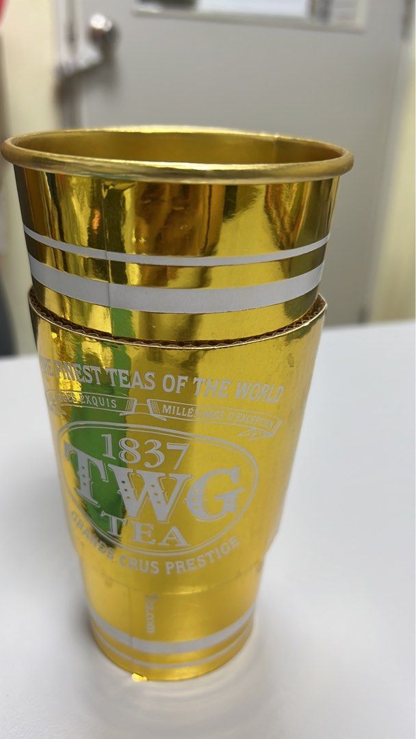 TWG Gold Cup With Glass Straw, Food & Drinks, Beverages on Carousell