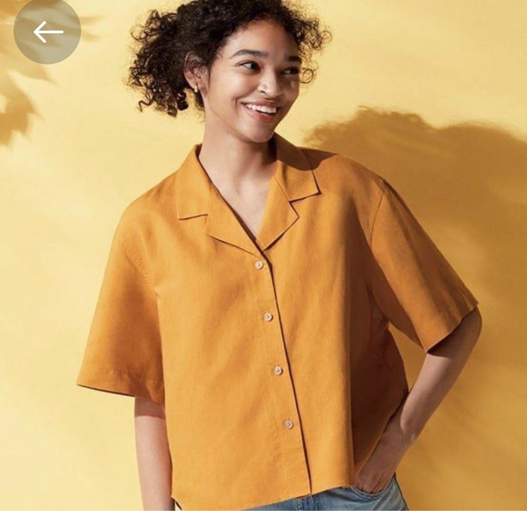 Uniqlo Linen Blend Skipper Collar Blouse, Women's Fashion, Tops, Blouses on  Carousell