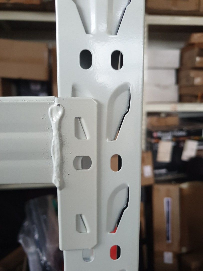 Warehouse storage shelf rack coated steel. Solid welded side beam ...