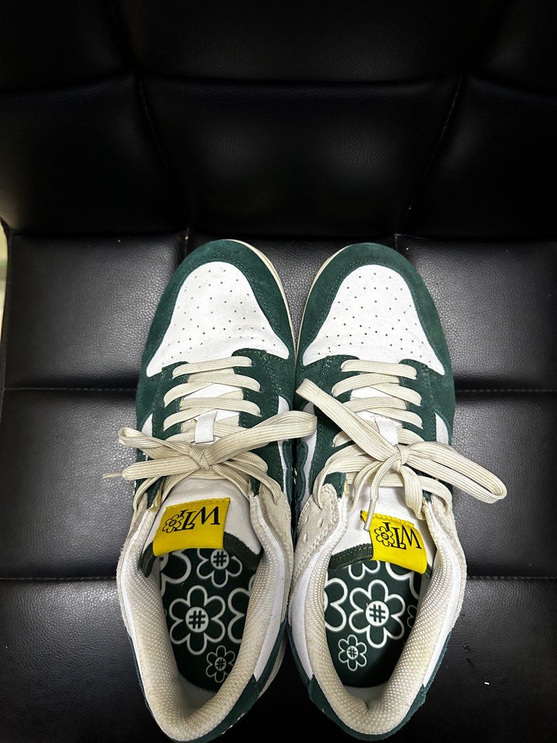 spartan green dunk high cream laces
