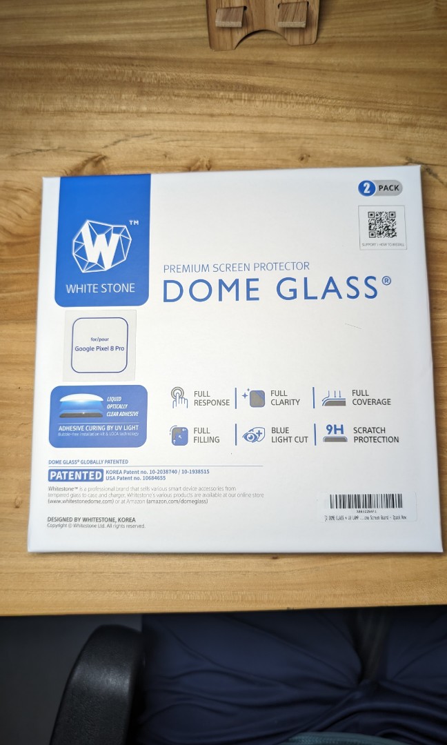 Whitestone Dome Two Pack Tempered Glass Screen Protectors with UV Lamp - for Google Pixel 8 Pro