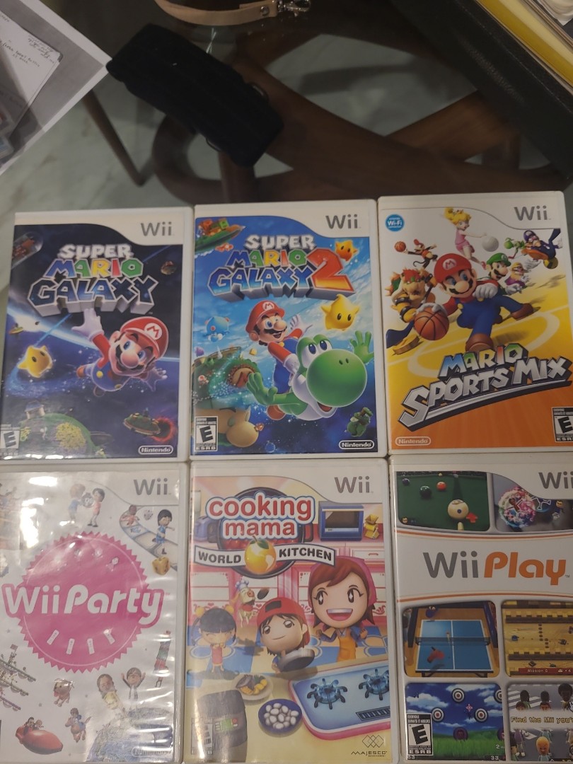 Wii games - mario galaxy, mario sports mix, wii play, wii party, cooking  mama, Video Gaming, Video Games, Nintendo on Carousell