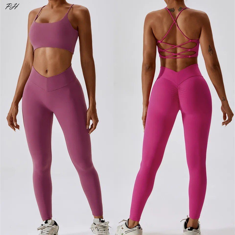 Women's Tracksuit Seamless Yoga Set 2PCS Workout Sportswear Gym Clothing  High Waist Leggings Fitness Sports Suits Sexy Solid Set, Women's Fashion,  Activewear on Carousell