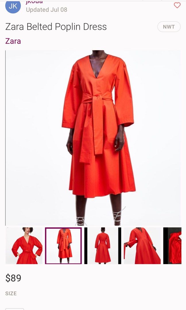Zara belted poplin dress clearance