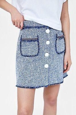 Blue tweed skirt zara sale