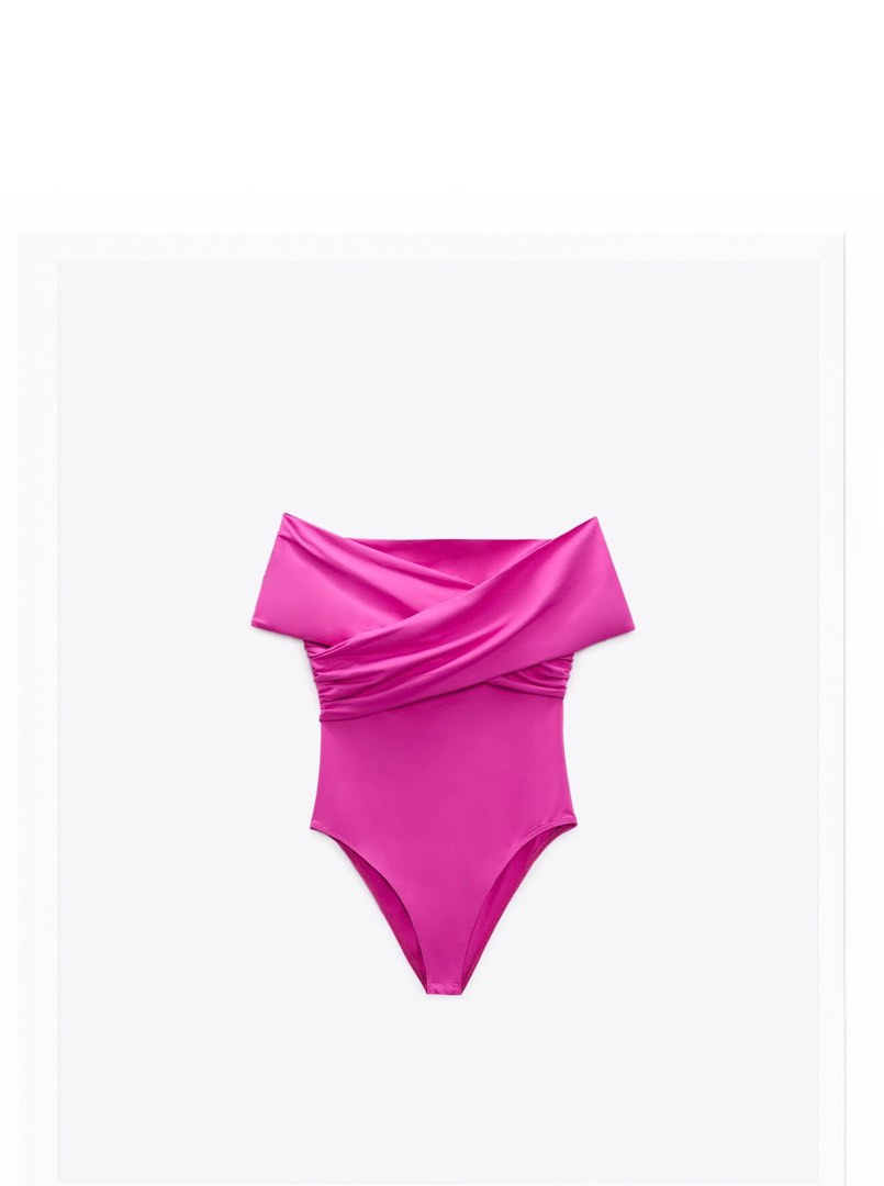 Zara Drape Bodysuit Mediun, Women's Fashion, Swimwear, Bikinis