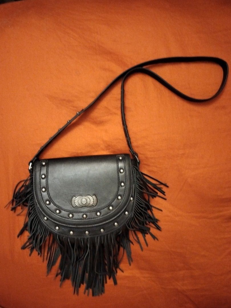Zara leather fringe crossbody bag