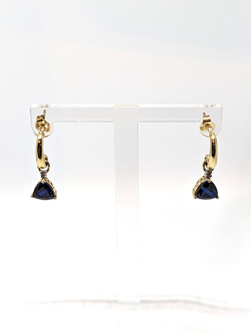Gold sapphire top drop earrings