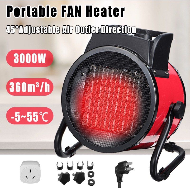 3000W Industrial Electric Heater Fan Commercial Warm Heater Blower Air  Workshop Space Garage Heating Appliances 220V Adjustable, TV u0026 Home  Appliances, Air Conditioners u0026 Heating on Carousell