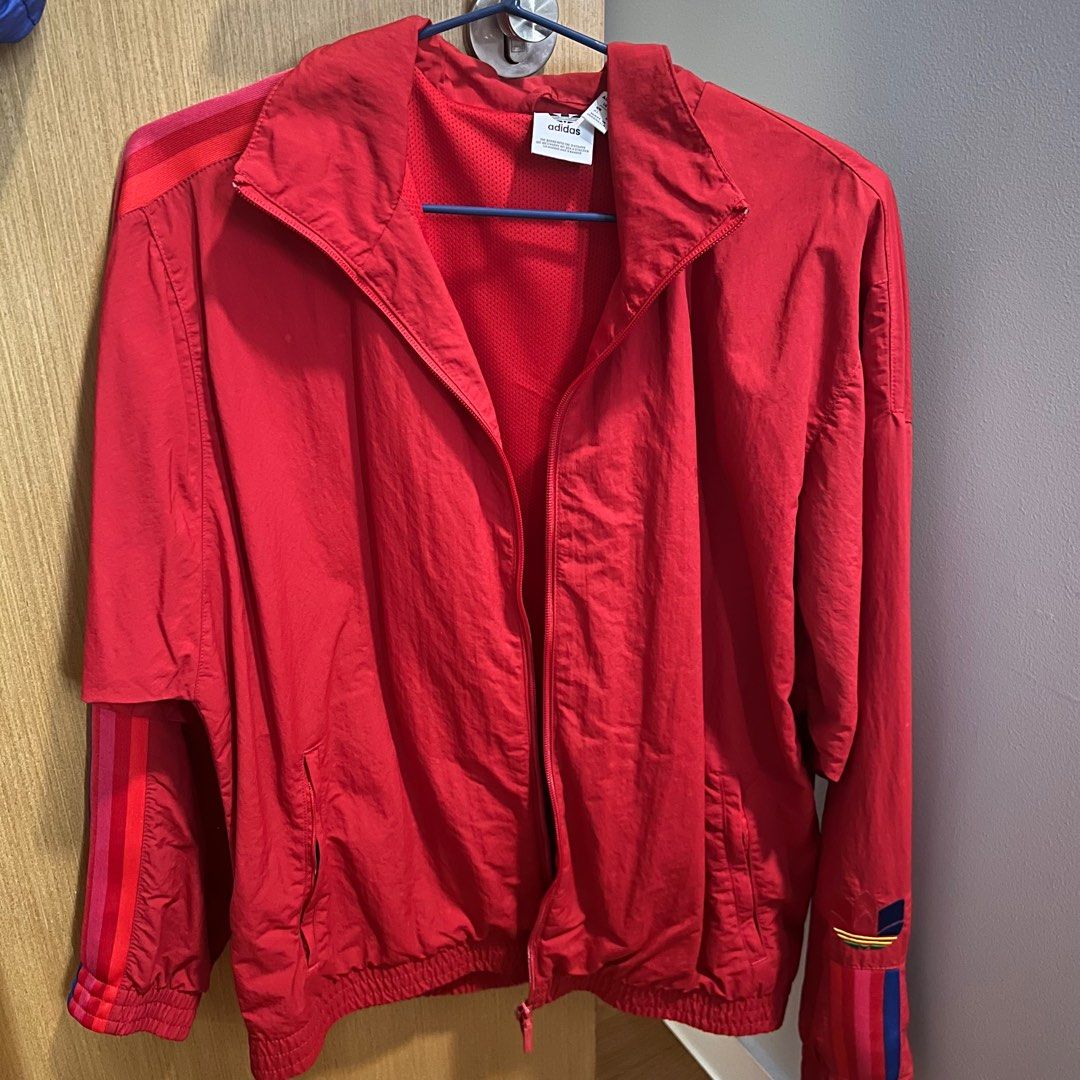 adidas red wind breaker outerwear
