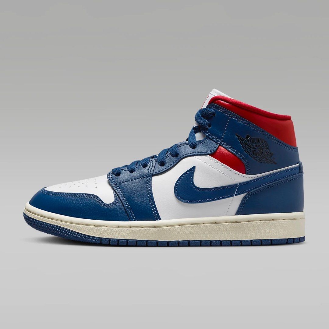 Air Jordan 1 Mid Blue Red Size US Men 7.5 Women Size 9