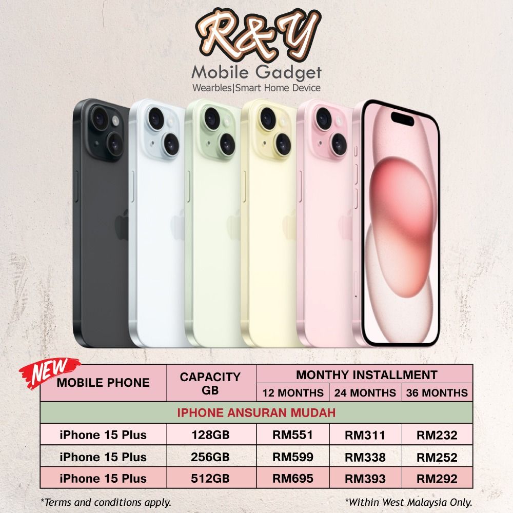 Apple iPhone 15 Plus Ansuran Mudah Installment Plan New Set