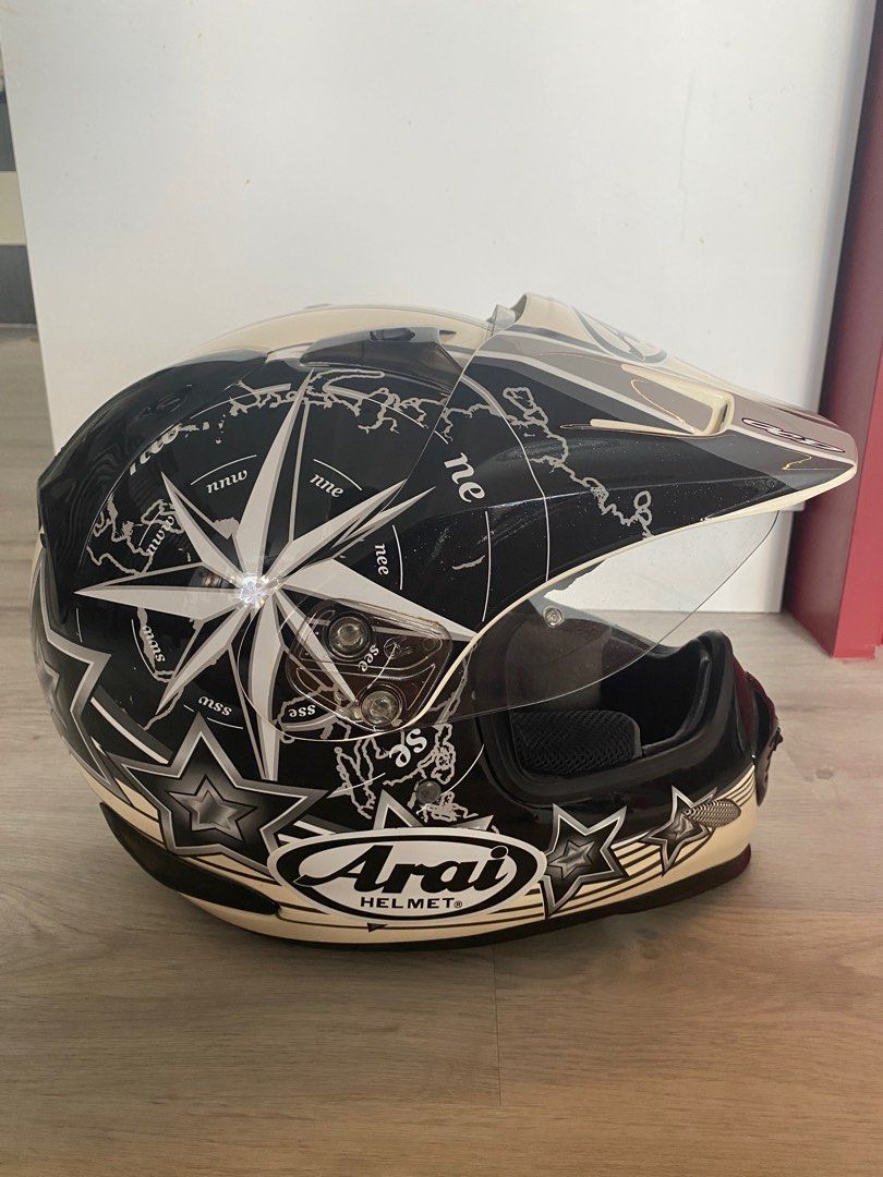Arai Tour cross helmet (Category: Motorcycle Accessories) located in Singapore. Submitted by vmarket (Listing ID 1258240375, Image 2). Description: Almost new used only a few times and keep in storage. Good condition .