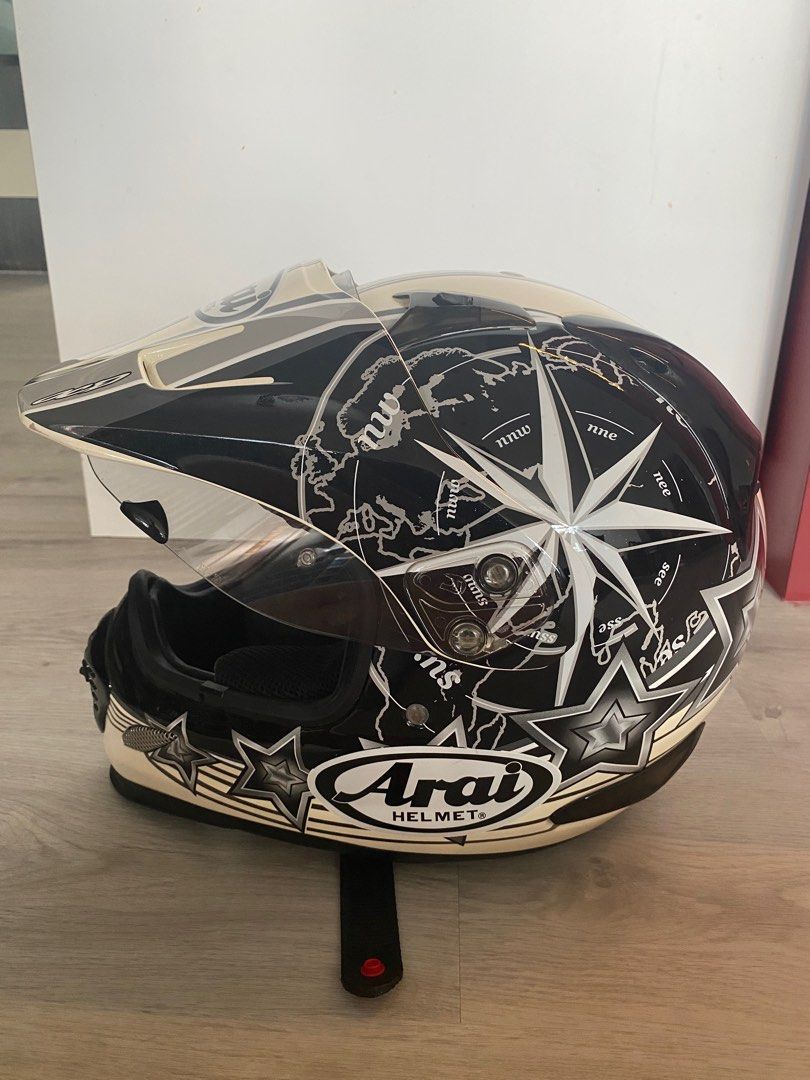 Arai Tour cross helmet (Category: Motorcycle Accessories) located in Singapore. Submitted by vmarket (Listing ID 1258240375, Image 3). Description: Almost new used only a few times and keep in storage. Good condition .