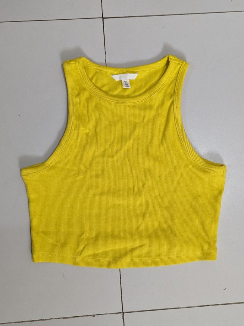H&m yellow crop top shop