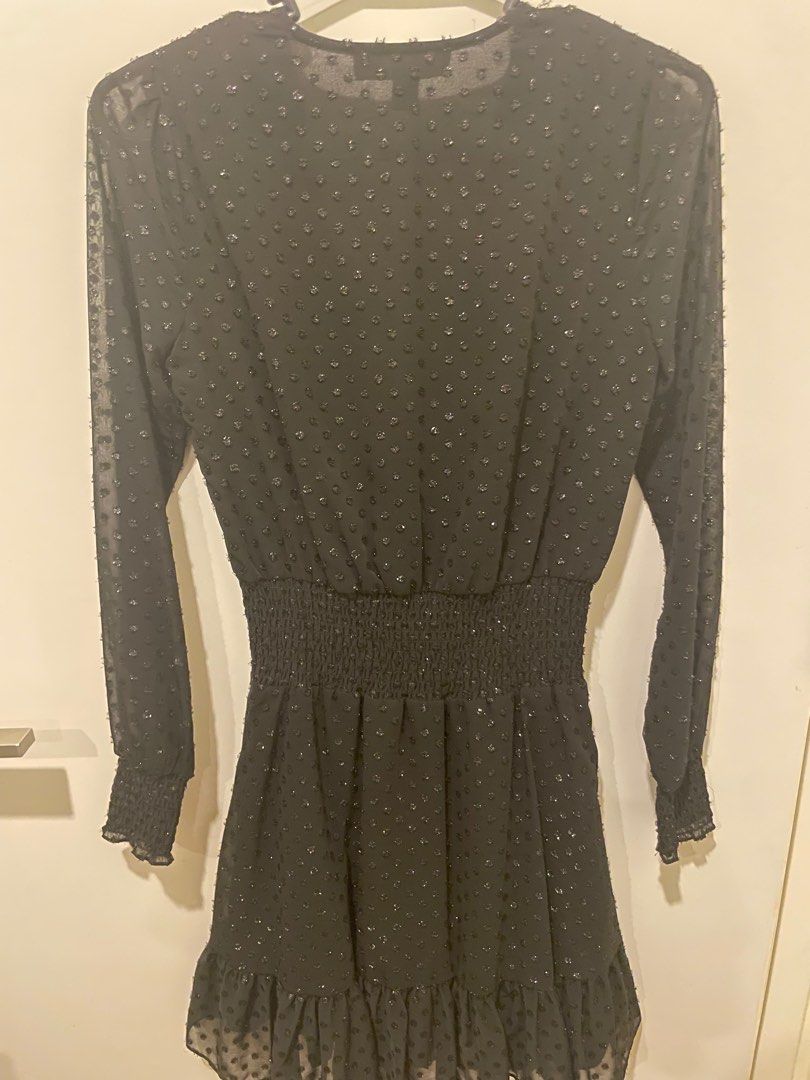 Authentic Michael Kors Black Ruffle Smocked Dress Women s Fashion