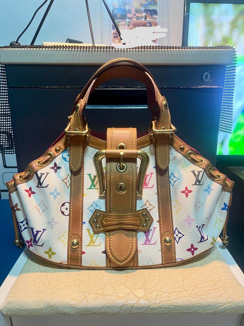 Louis Vuitton Takashi Murakami Multi Color Monogram White Pochette  Authentic YA